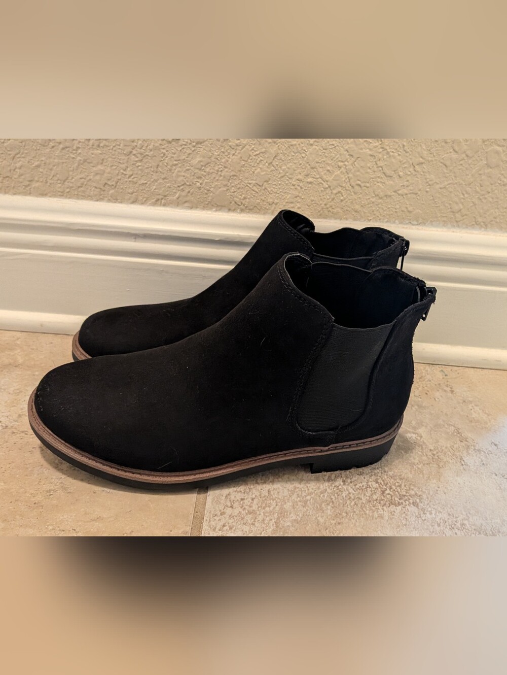 NWOT Black Suede Chelsea Boots